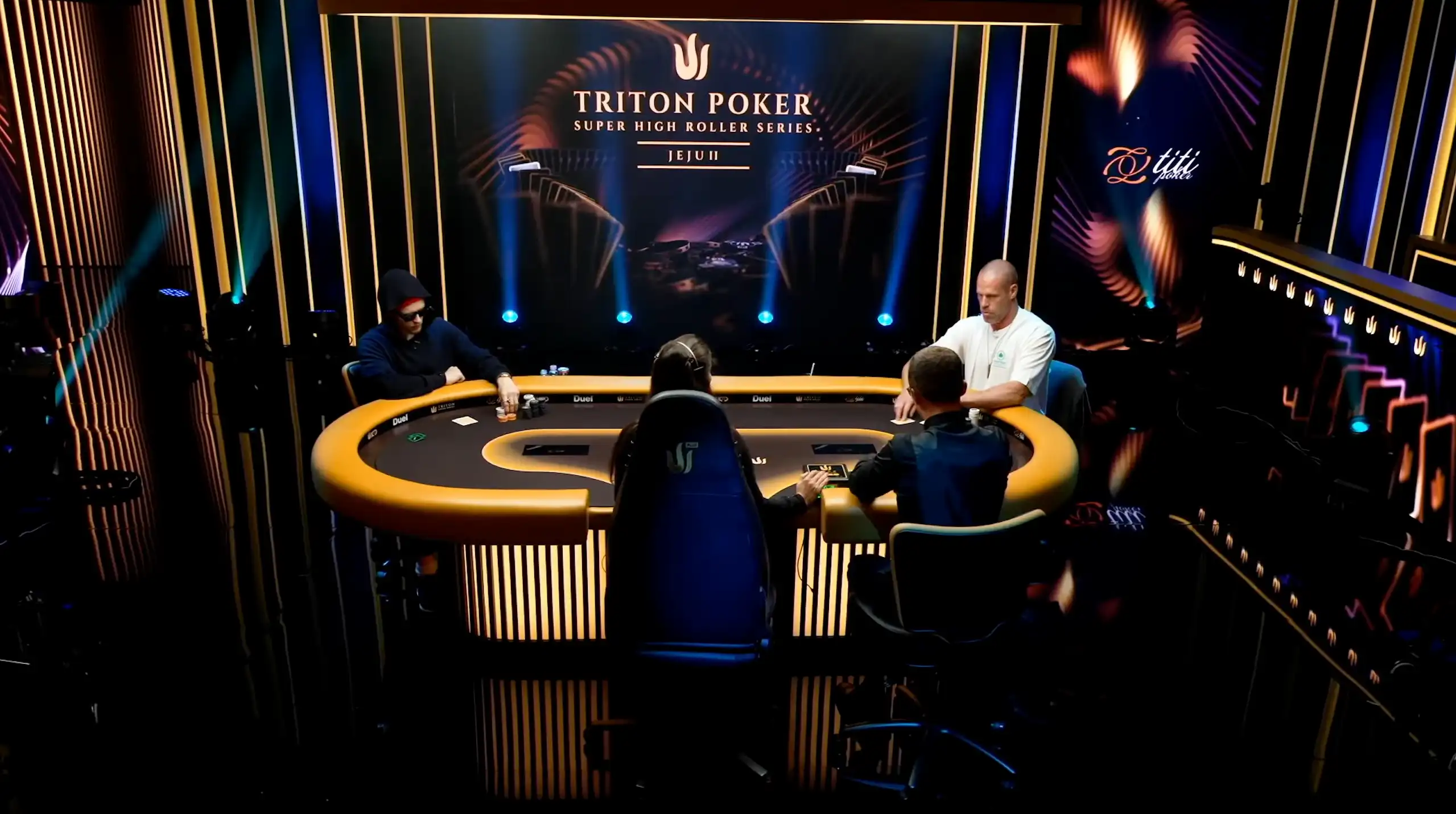 Ossi Ketola and Patrik Antonius playing in the $20 million heads-up match at Triton Jeju II