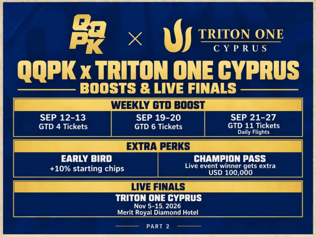 QQPK Triton ONE Cyprus weekly GTD boosts, extra perks and live finals details