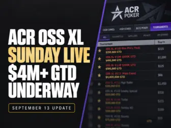 ACR OSS XL Sunday live update with more than $4 million guaranteed on September 13