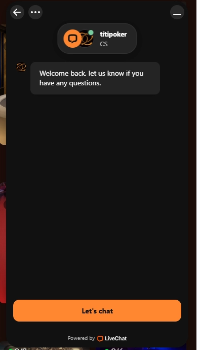 Titi Poker live chat support widget