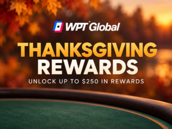 WPT Global Thanksgiving Rewards 2026 promotional banner advertising up to $250 in rewards